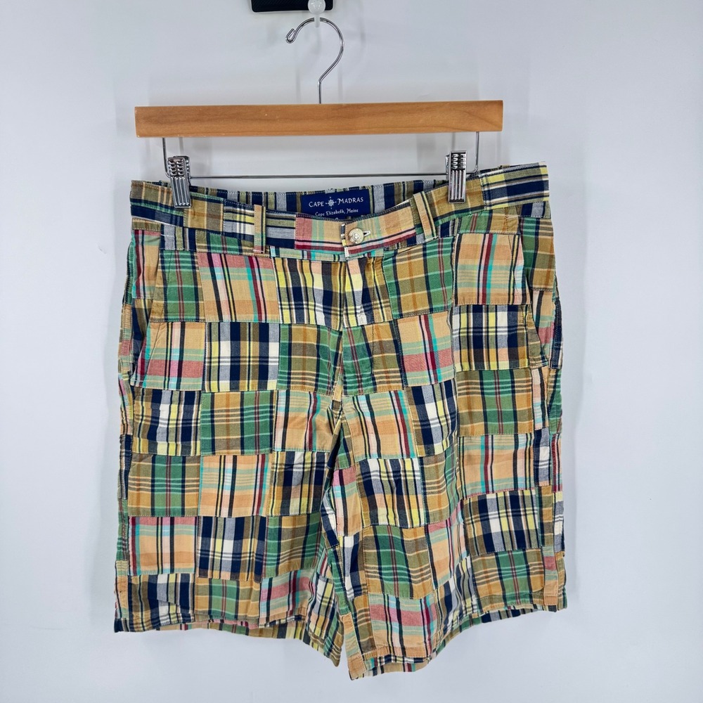Cape Madras Patchwork Shorts Multicolor Plaid Size 8 Preppy Coastal Cotton